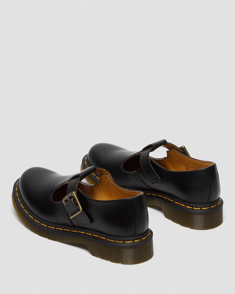 Dr Martens Polley Smooth Læder Mary Janes Mary Jane Sko Dame Sort | DK 337FDN